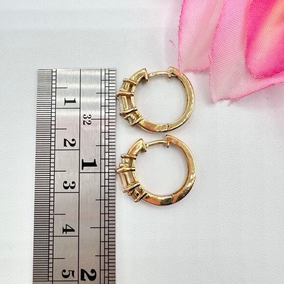 Ross-Simons Cubic Zirconia CZ Huggie Hoop Earrings Gold Over 925 Sterling Silver - Picture 12 of 15